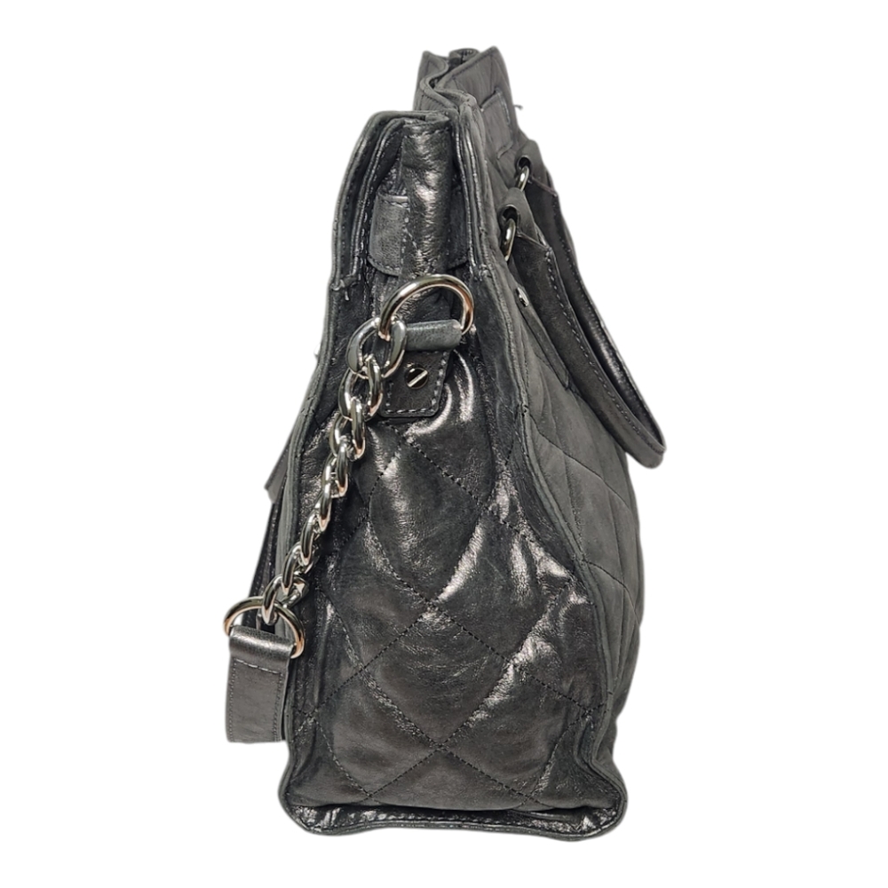 MICHAEL KORS Hamilton Quilted Metallic Gray Tote/Shoulder Bag - Picture 8 of 17